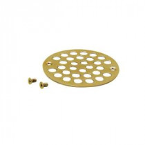 4 in. O.D. Shower Strainer Cover Plastic-Oddities Style in Polished Brass