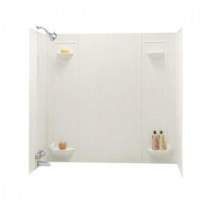 30 in. x 60 in. x 57 in. 5-piece Easy Up Adhesive Tub Wall in Bisque