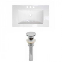 32 in. W x 18 in. D Ceramic Vanity Top Set with Basin in White and Drain