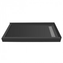 42 in. x 60 in. Double Threshold Shower Base with Right Drain and Polished Chrome Trench Grate