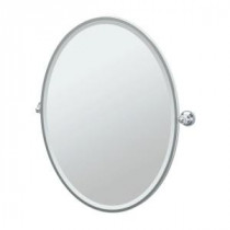 Tiara 28.75 in. x 33 in. Framed Single Large Oval Mirror in Chrome