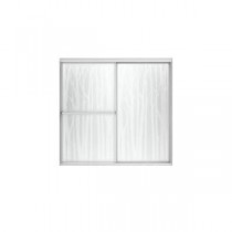 Deluxe 59.375 in. x 56.25 in. Sliding Shower Door in Silver with Birchwood Glass Pattern
