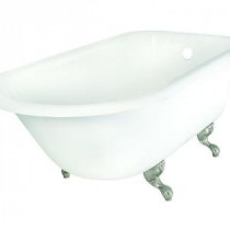 67 in. Roll Top Cast Iron Tub Less Faucet Holes in White with Ball and Claw Feet in Oil Rubbed Bronze