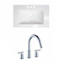 21 in. W x 18 in. D Ceramic Vanity Top Set with Basin in White with 8 in. O.C. cUPC Faucet