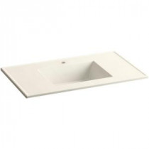 Ceramic/Impressions 37 in. Single Faucet Hole Vitreous China Vanity Top with Basin in Biscuit Impressions