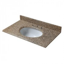 37 in. Granite Vanity Top in Montesol with White Bowl