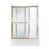 Paragon Series 52 in. x 56 in. Framed Sliding Tub Door with Towel Bar in Gold and Clear Glass