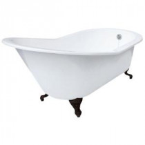 5 ft. 7 in. Grand Slipper Cast Iron Tub Less Faucet Holes in White with Ball and Claw Feet in Oil Rubbed Bronze