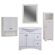Del Mar Bath Suite with 36 in. Vanity with Vanity Top in Linen Tower OJ and Wall Mirror in White