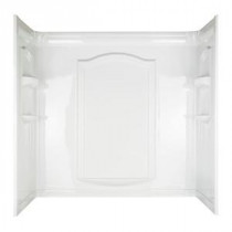 Aspiration 30 in. x 60 in. x 58-1/14 in. 3-Piece Easy Up Adhesive Tub Surround in High Gloss White