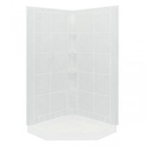 Intrigue 40-1/4 in. x 40-1/4 in. x 75-1/2 in. 3-piece Direct-to-Stud Corner Shower Wall Set in White