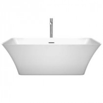 Tiffany 5.67 ft. Center Drain Soaking Tub in White with Floor Mounted Faucet in Chrome