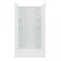 Ensemble 35-1/4 in. x 42 in. x 72-1/2 in. 1-piece Direct-to-Stud Shower Back Wall with Backers in White