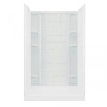 Ensemble 1-1/4 in. x 48 in. x 72-1/2 in. 1-piece Direct-to-Stud Shower Back Wall with Backers in White