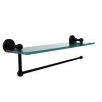 Waverly Place Collection Paper Towel Holder with 22 in. W Glass Shelf in Matte Black