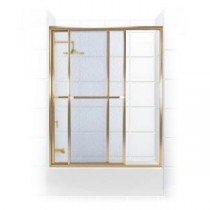 Paragon Series 54 in. x 55 in. Framed Sliding Tub Door with Towel Bar in Gold and Obscure Glass