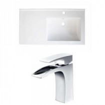 34 in. W x 18 in. D Ceramic Vanity Top Set with Basin in White with Single Hole cUPC Faucet