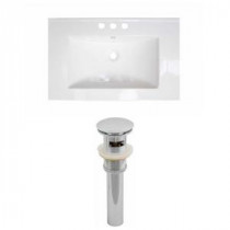 24 in. W x 18 in. D Ceramic Vanity Top Set with Basin in White and Drain