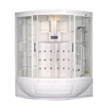 ZAA216 56 in. x 56 in. x 87 in. Corner Steam Shower Enclosure Kit in White with 18 Jets and Whirlpool Tub