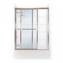 Paragon Series 56 in. x 55 in. Framed Sliding Tub Door with Towel Bar in Brushed Nickel and Clear Glass