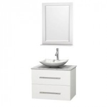 Centra 30 in. Vanity in White with Marble Vanity Top in Carrara White, Marble Sink and 24 in. Mirror