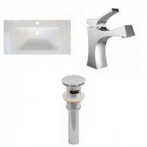 32 in. W x 18 in. D Ceramic Vanity Top Set with Basin in White with Single Hole cUPC Faucet and Drain