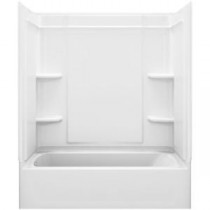 Ensemble Medley 60 in. x 31.25 in. x 77 in. 4-piece Tongue and Groove Tub Wall in White