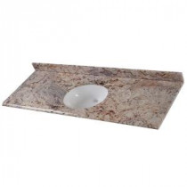 61 in. Stone Effects Oval Single Basin Vanity Top in Rustic Gold with White Basin