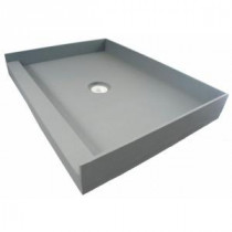 Fin Pan PreFormed 36 in. x 60 in. Single Threshold Shower Base in Gray with Center Drain
