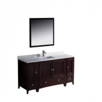 Oxford 60 in. Vanity in Mahogany with Ceramic Vanity Top in White and Mirror
