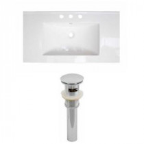 36 in. W x 20 in. D Ceramic Vanity Top Set with Basin in White and Drain