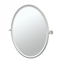 Tavern 28.50 in. x 33 in. Framed Single Large Oval Mirror in Polished Nickel
