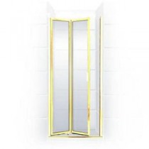 Paragon Series 23 in. x 67 in. Framed Bi-Fold Double Hinged Shower Door in Gold and Clear Glass