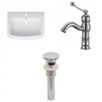 24 in. W x 18 in. D Ceramic Vanity Top Set with Basin in White with Single Hole cUPC Faucet and Drain