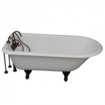 5.6 ft. Cast Iron Ball and Claw Feet Roll Top Tub in White with Oil Rubbed Bronze Accessories