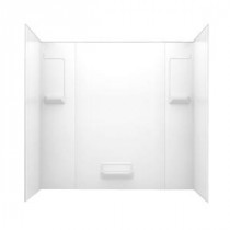 32 in. x 62 in. x 58 in. 5-piece Easy Up Adhesive Tub Wall in White