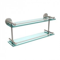 22 in. W Tempered Double Glass Shelf with Gallery Rail in Satin Nickel
