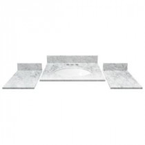 48 in. Marble Vanity Top in White Carrara with White Basin