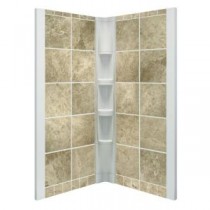Intrigue 39 in. x 39 in. x 75 in. 2-piece Direct-to-Stud Shower Wall in Tuscan Marble