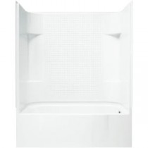 AccordTile 30 in. x 60 in. x 74 in. Bath and Shower Kit with Right-Hand Drain in White