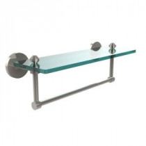 Southbeach Collection 16 in. W Glass Vanity Shelf with Integrated Towel Bar in Polished Nickel