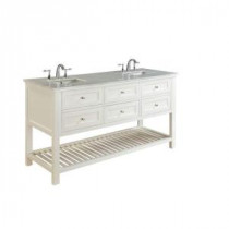Mission Spa 70 in. Double Vanity in Pearl White with Marble Vanity Top in Carrara White