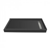 30 in. x 48 in. Double Threshold Shower Base with Right Drain and Tileable Trench Grate