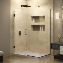Unidoor Plus 54 in. x 30-3/8 in. x 72 in. Semi-Framed Hinged Shower Enclosure in Oil Rubbed Bronze