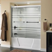 Lyndall 59-3/8 in. x 56-1/2 in. Sliding Tub Door in White with Bronze Hardware and Semi-Framed Transition Glass