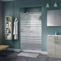 Crestfield 48 in. x 71 in. Semi-Framed Contemporary Style Sliding Shower Door in Nickel with Transition Glass