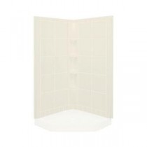 Intrigue 40-1/4 in. x 40-1/4 in. x 75-1/2 in. 3-piece Direct-to-Stud Corner Shower Wall Set in Biscuit